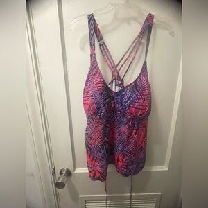 Folunsi Pink and Purple Strappy Swim Top 4X